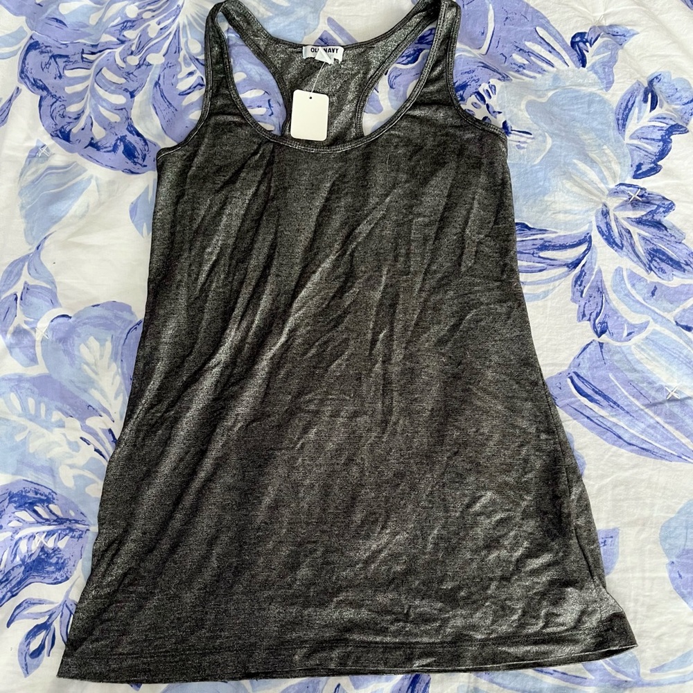 Silver/Grey Shiny Tank Top From Old Navy Size X-Small